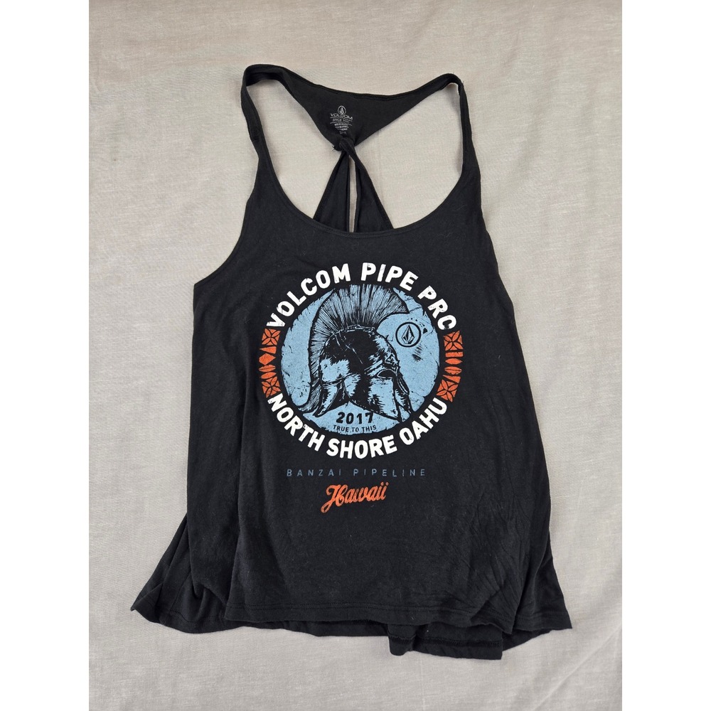 Volcom Pipe Pro 2017 North Shore Oahu Hawaii Tank Top Black Womens Small